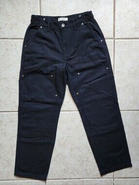 ​P&Co 304 Albion Carpenter Pants Double Knee Black Cotton Canvas UK 12 US 8